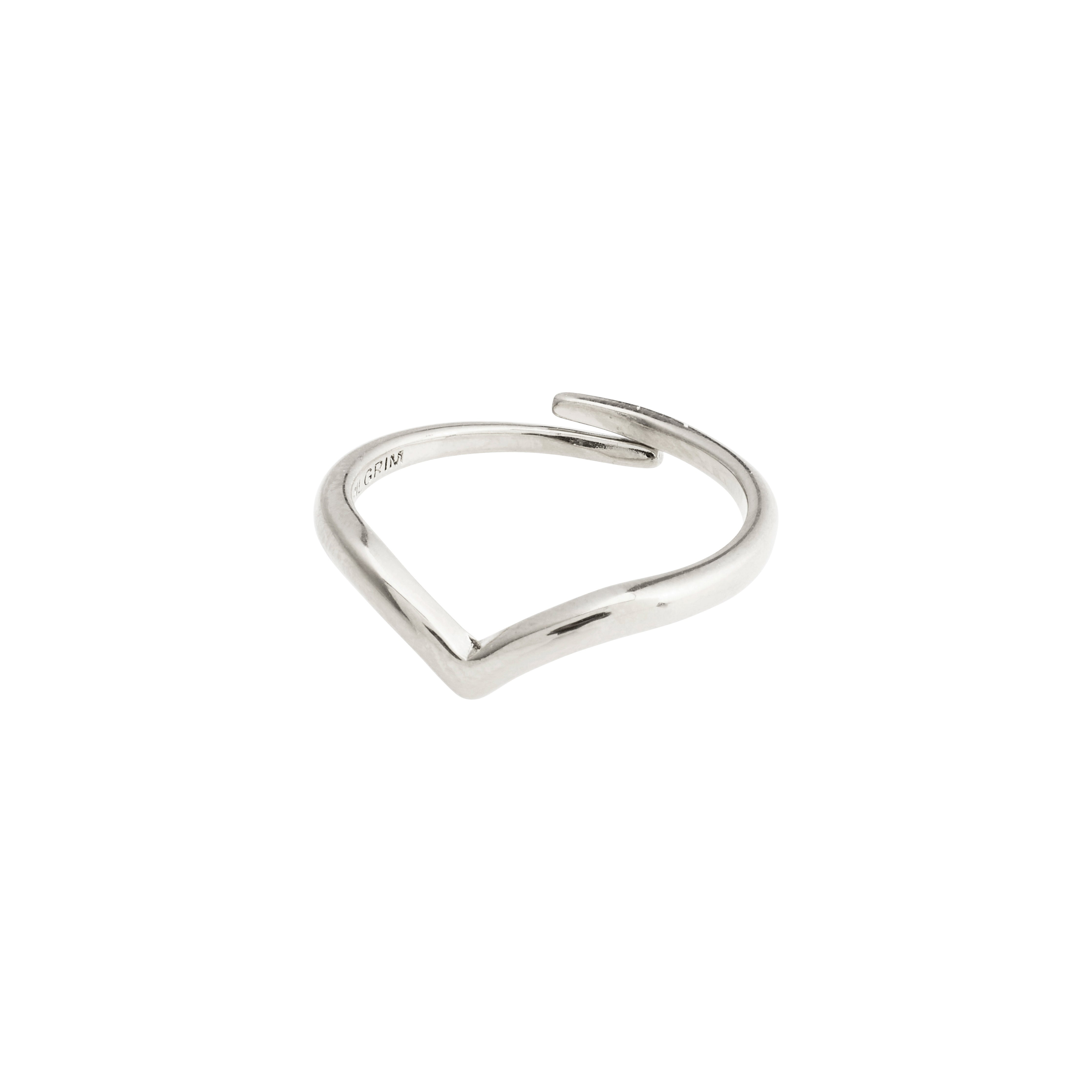 LULU stack ring silver-plated with a curved, sophisticated design from Pilgrim's stackable collection, enhancing personal style and elegance. Perfect for mixing with other rings.