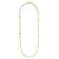 CAT necklace gold-plated with flattened links on a white background, 50 cm long with a 9 cm extension, creating a simple yet powerful design effect.
