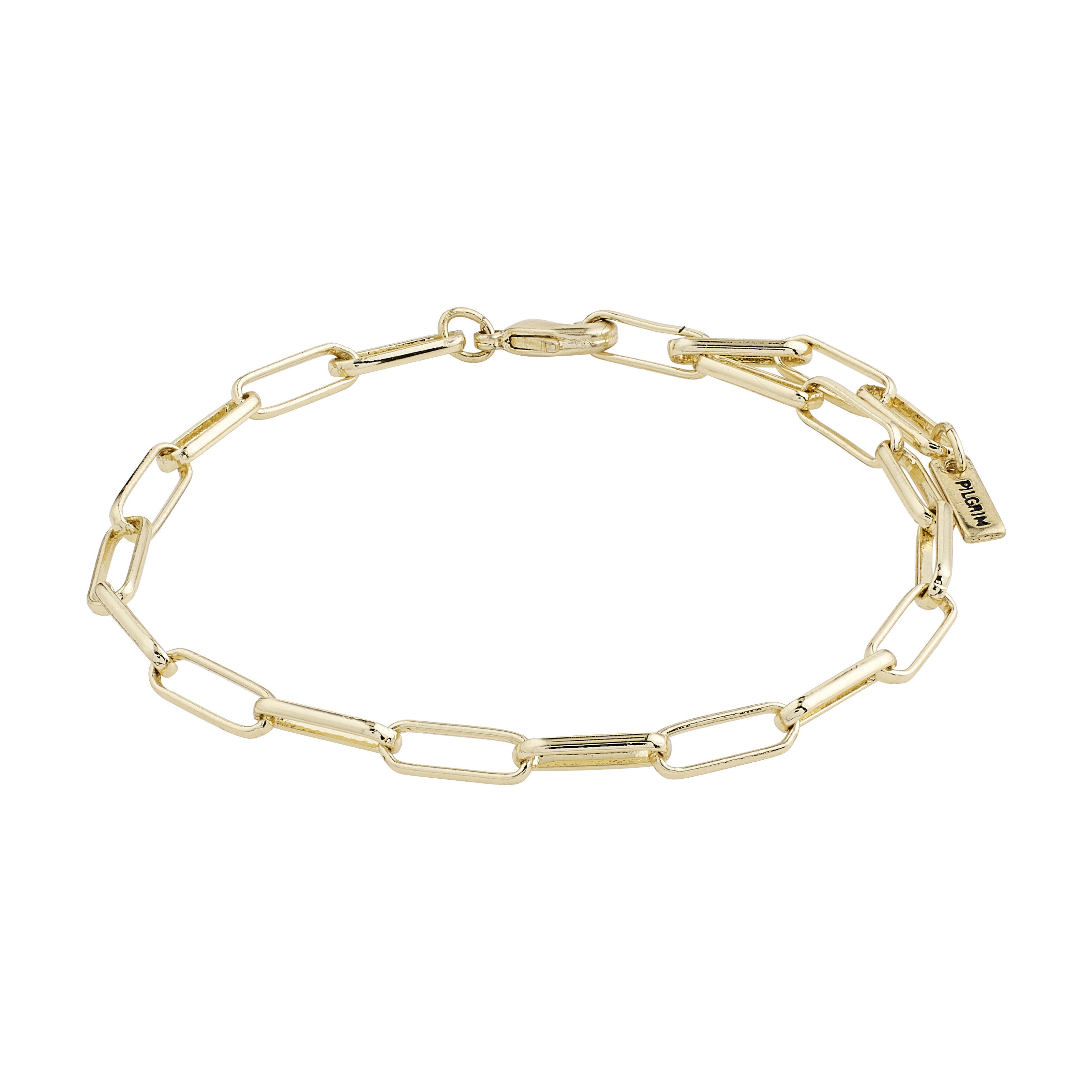 Gold-plated RONJA bracelet, showcasing simple rectangular chain links for a trendy and confident look, perfect for fashion-forward individuals.