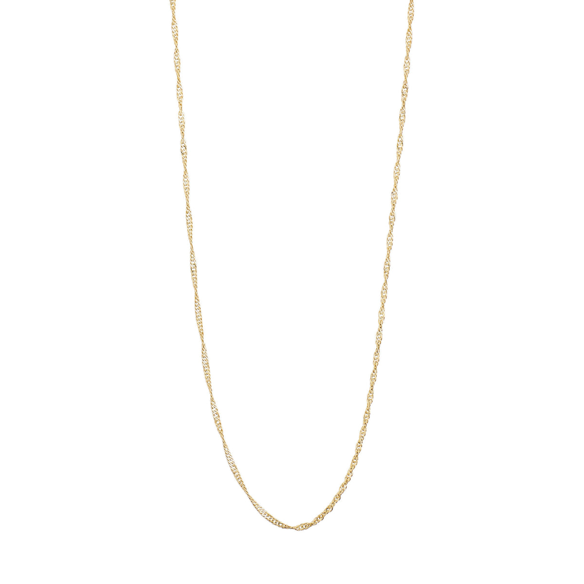 PERI twirl necklace gold-plated, featuring a delicate twisted design, embodies femininity and simplicity. A timeless piece from Pilgrim's Classic collection measuring 40 + 9 cm.