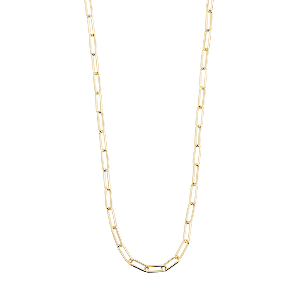 RONJA gold-plated necklace featuring bold rectangular links in a simple, elegant design, perfect for adding a timeless touch to any outfit.