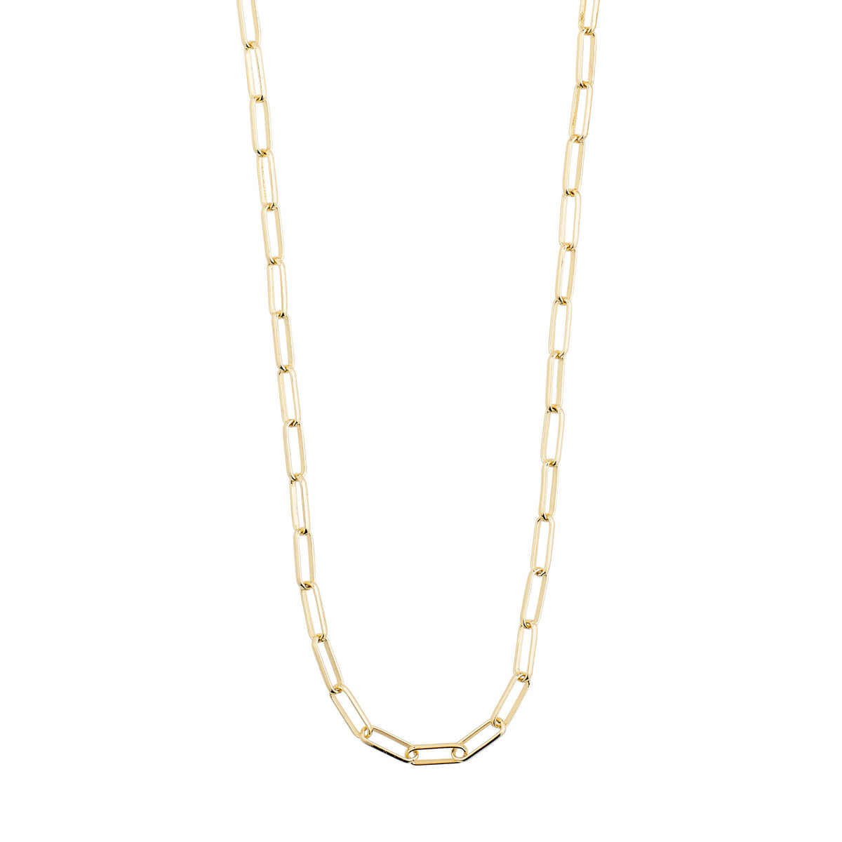 RONJA gold-plated necklace featuring bold rectangular links in a simple, elegant design, perfect for adding a timeless touch to any outfit.