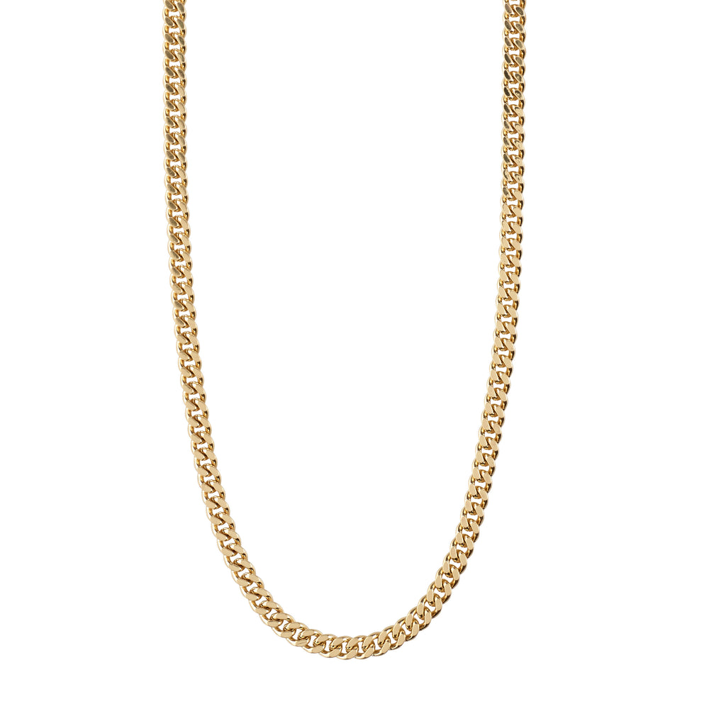 FUCHSIA curb chain necklace, gold-plated, featuring a chunky, bold design. Ideal for a classic yet trendy look. Measures 40 + 9 cm.