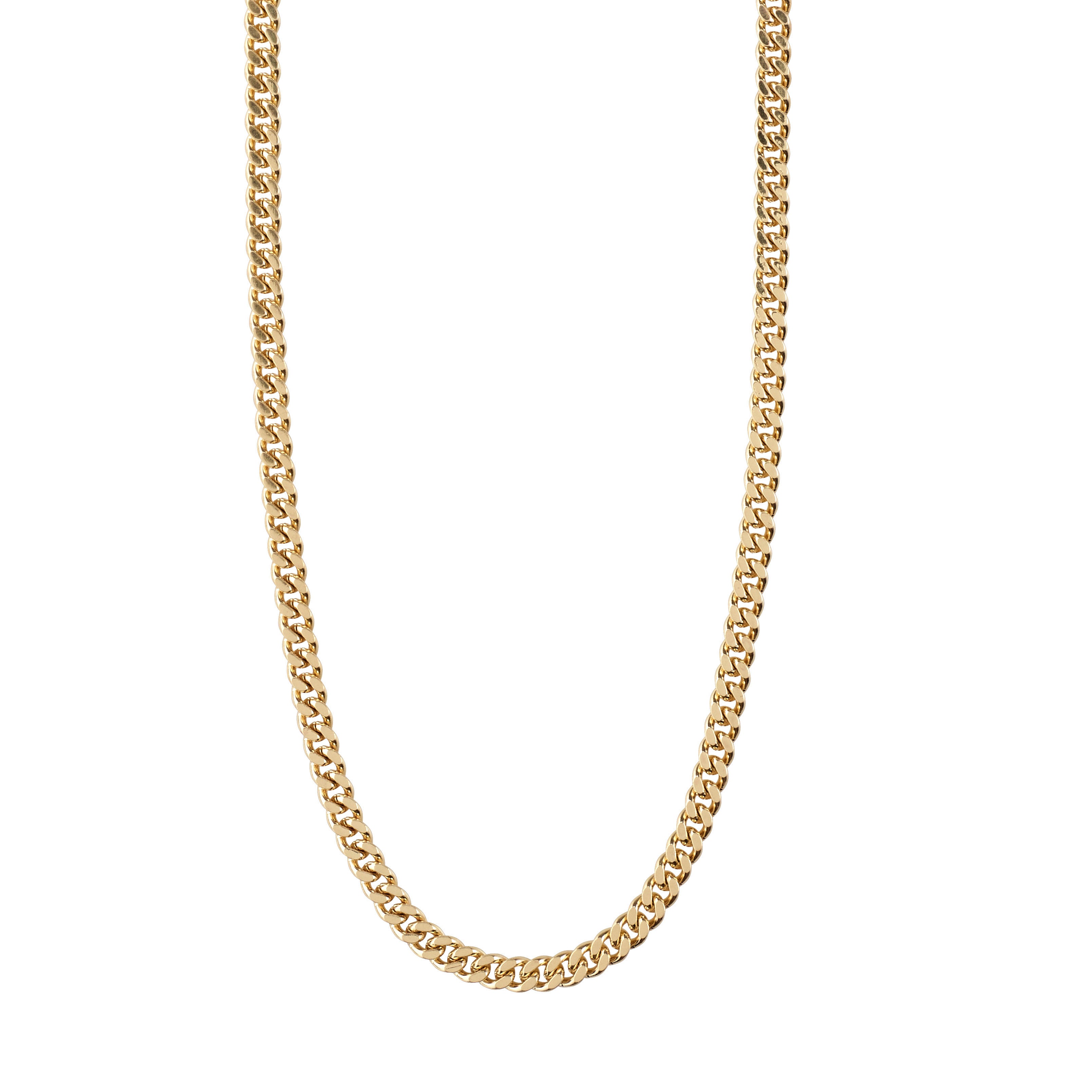 FUCHSIA curb chain necklace, gold-plated, featuring a chunky, bold design. Ideal for a classic yet trendy look. Measures 40 + 9 cm.