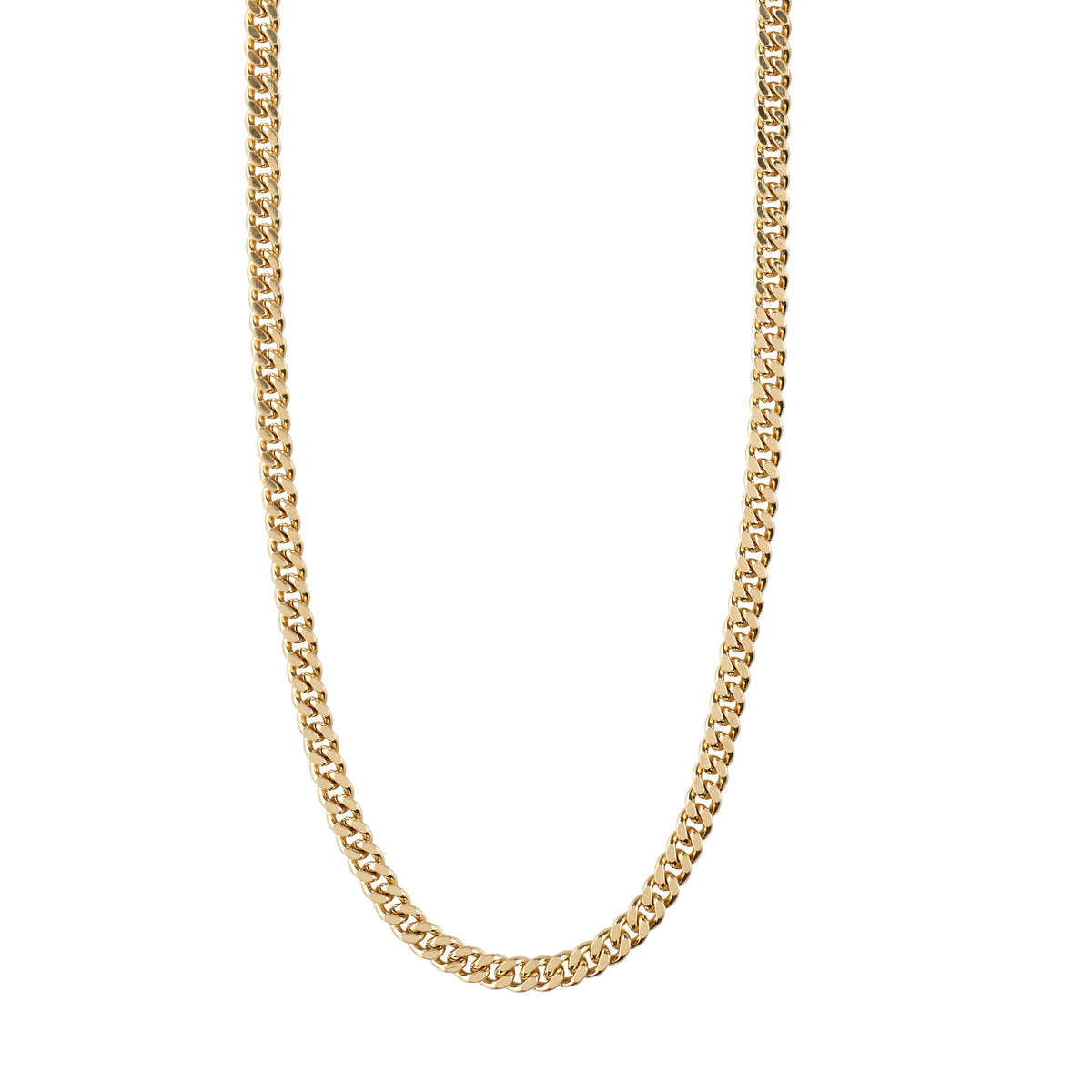 FUCHSIA curb chain necklace, gold-plated, featuring a chunky, bold design. Ideal for a classic yet trendy look. Measures 40 + 9 cm.