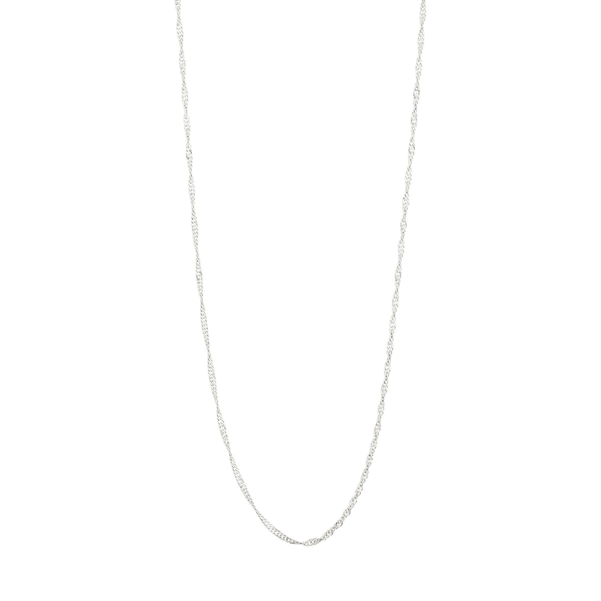 PERI twirl necklace, silver-plated, featuring intricate twists on a delicate chain, perfect for a minimalist and feminine style.