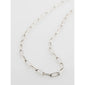 Silver-plated RONJA necklace featuring rectangular links on a white background, offering a classic yet trendy look, perfect for layering and individual style.