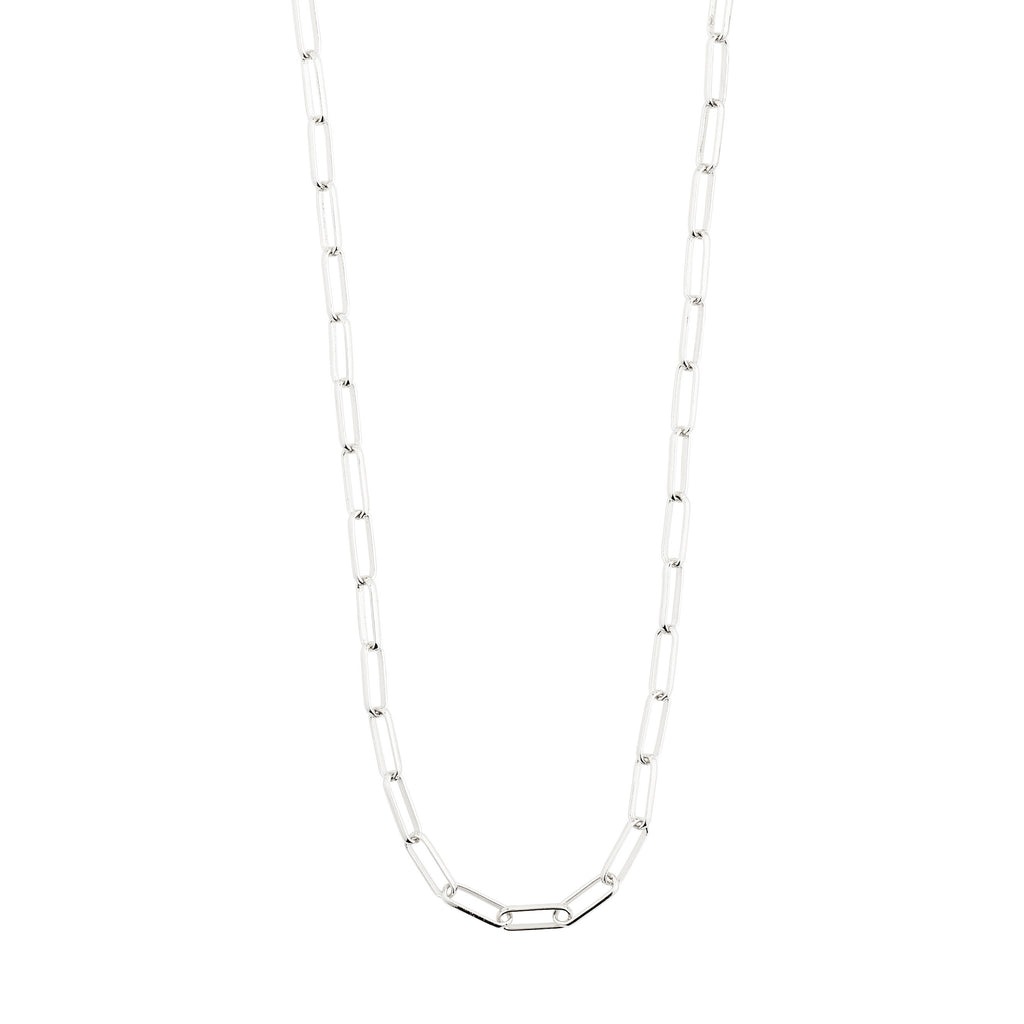 RONJA necklace silver-plated, featuring rectangular links for a modern look, ideal for layering. Measures 40 + 9 cm.