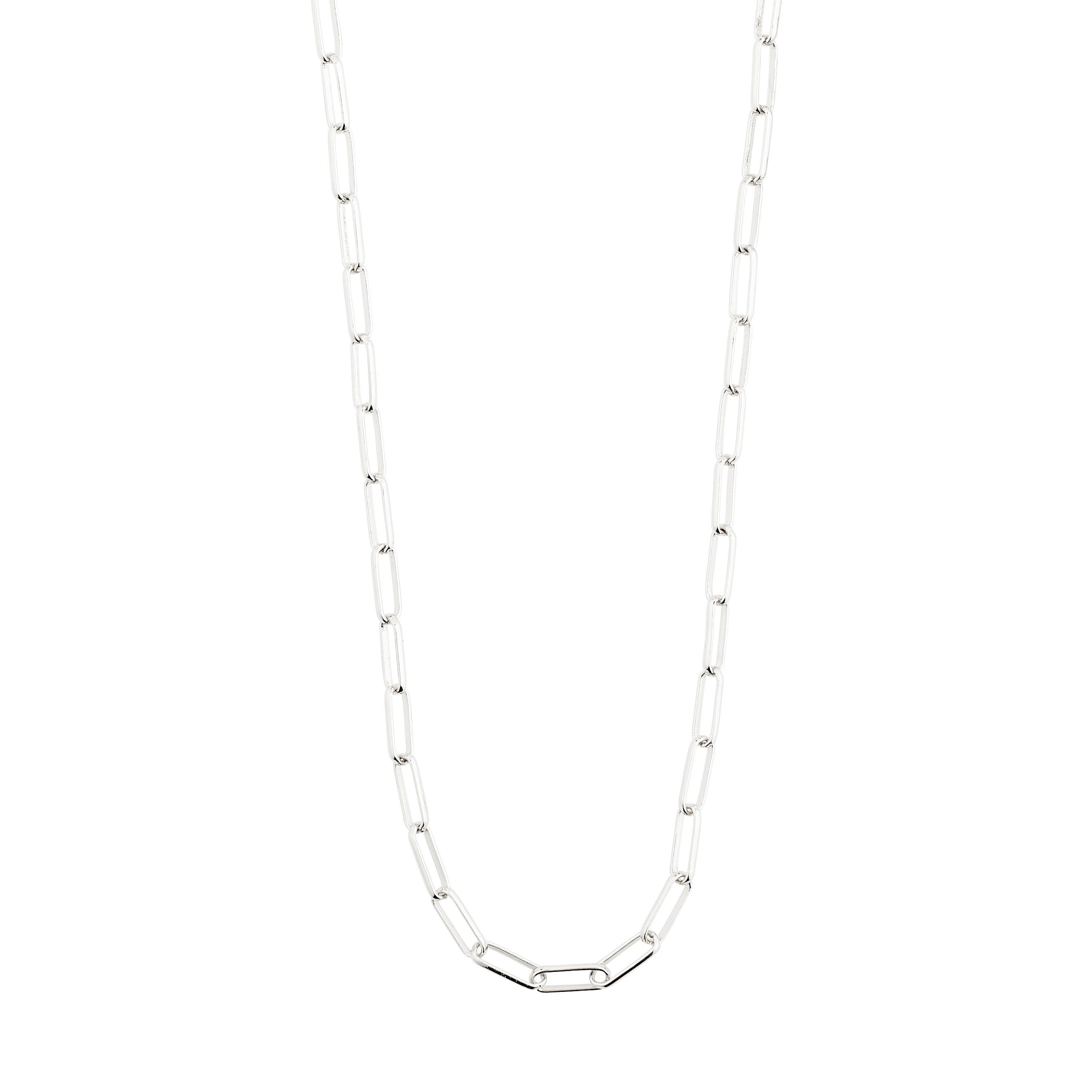 RONJA necklace silver-plated, featuring rectangular links for a modern look, ideal for layering. Measures 40 + 9 cm.