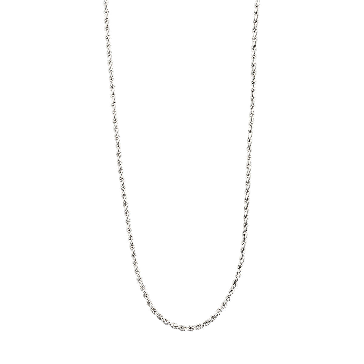 PAM robe chain necklace, silver-plated with twisted details, ideal for layering. Includes a 40 + 9 cm adjustable chain. Perfect basic accessory for any style.