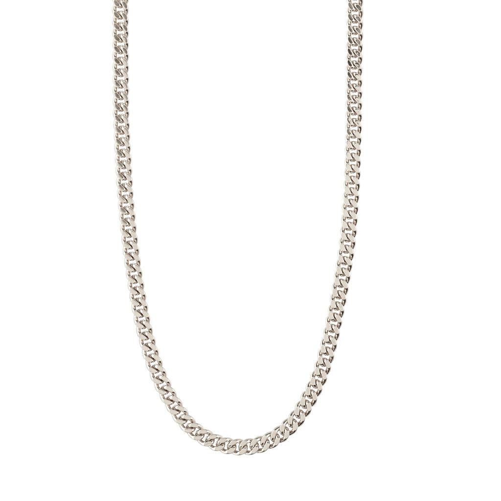FUCHSIA curb chain necklace, silver-plated, showcasing a sleek design. A stylish piece from Pilgrim's Classic collection, measuring 40 + 9 cm.