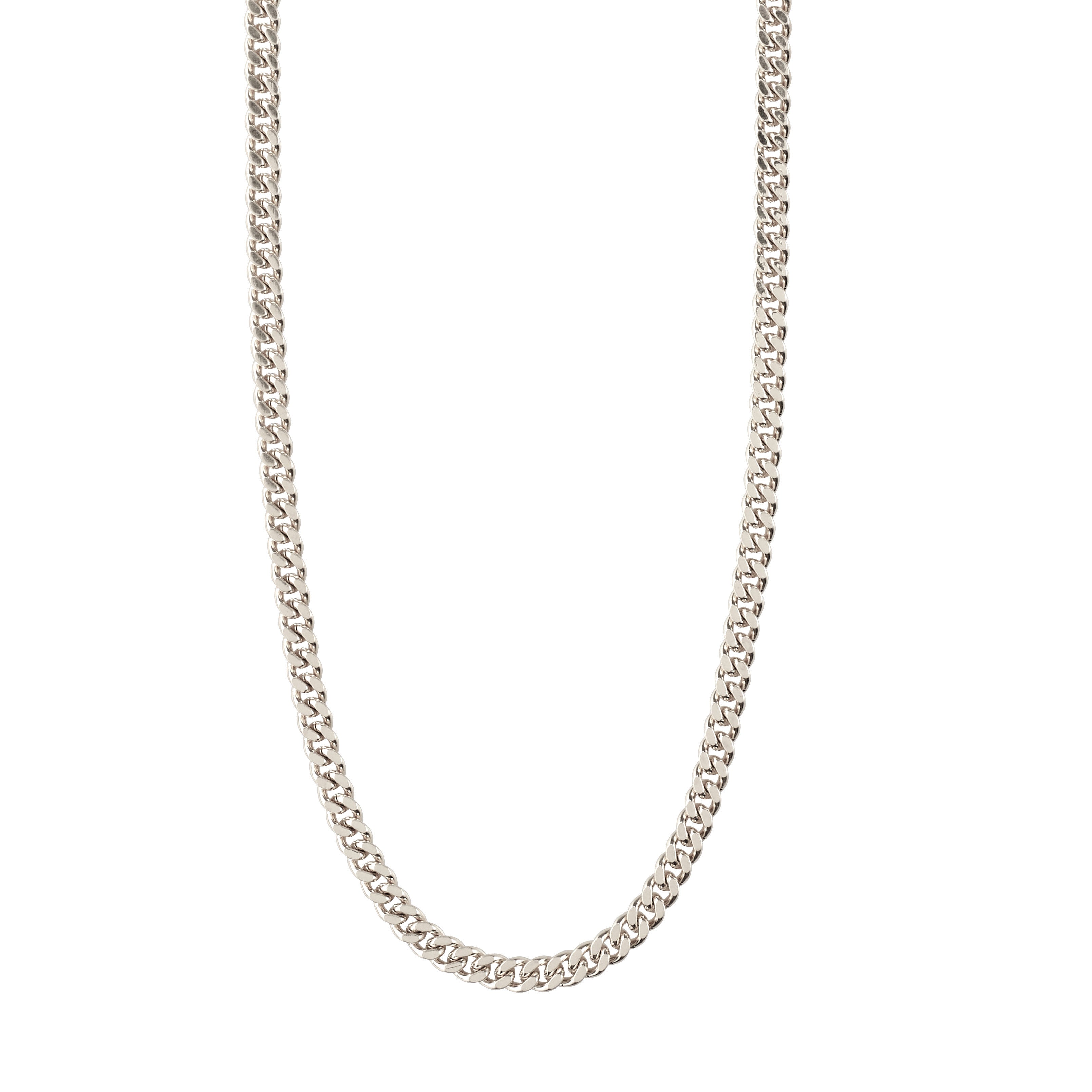 FUCHSIA curb chain necklace, silver-plated, showcasing a sleek design. A stylish piece from Pilgrim's Classic collection, measuring 40 + 9 cm.