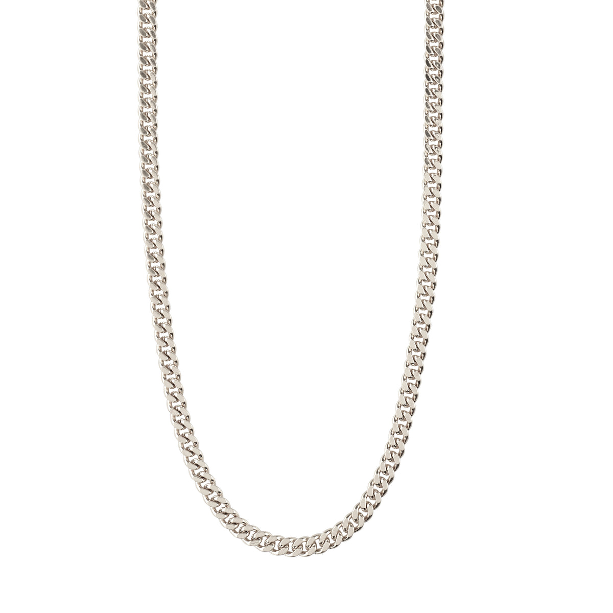 FUCHSIA curb chain necklace, silver-plated, showcasing a sleek design. A stylish piece from Pilgrim's Classic collection, measuring 40 + 9 cm.