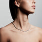 FUCHSIA curb chain necklace, silver-plated, displayed on a woman's neck, showcasing its elegant design from Pilgrim's Classic collection, measuring 40 + 9 cm.