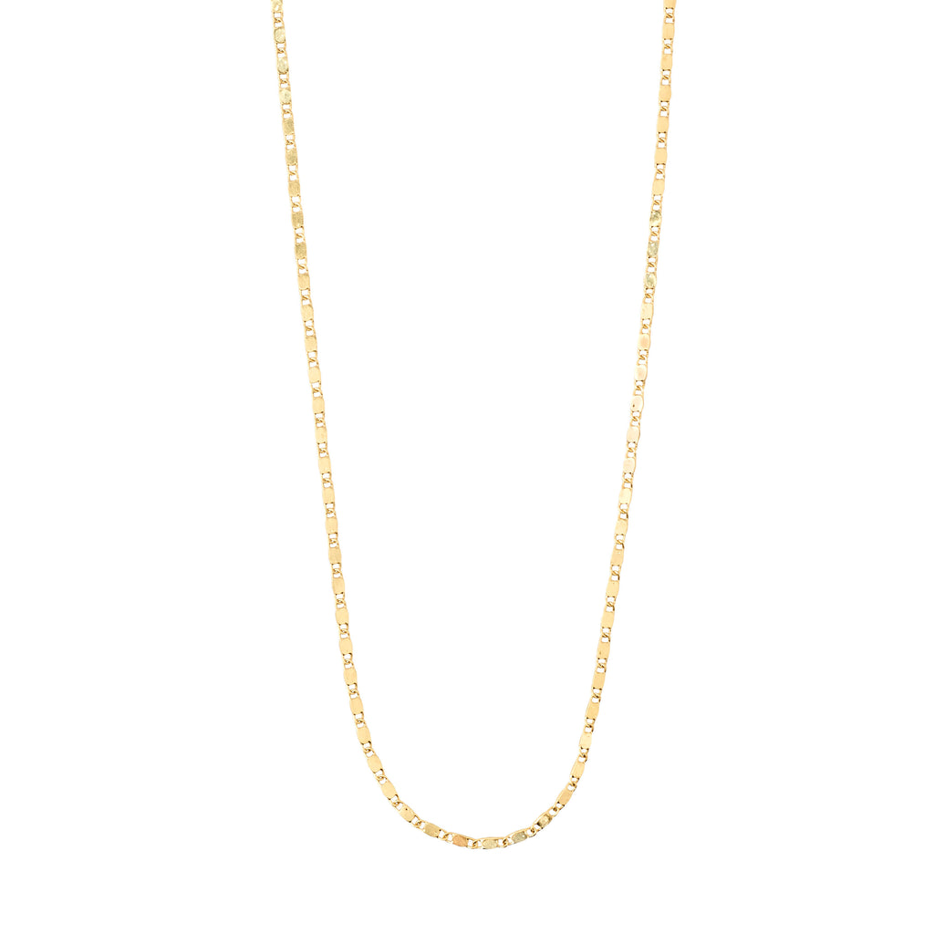 Gold-plated PARISA flat link chain necklace with polished links, perfect for layering and adding an effortlessly chic touch to any style.