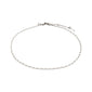 PARISA flat link ankle chain silver-plated, showcasing fine details and a reflective shine, ideal for pairing with cropped jeans and sneakers.