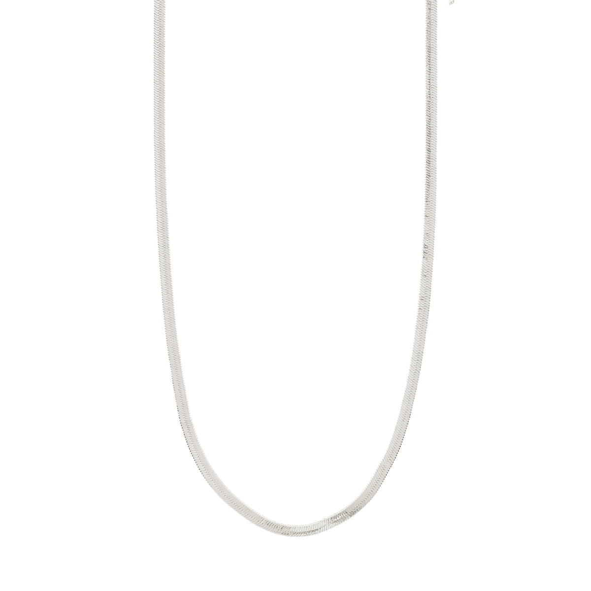 JOANNA flat snake chain necklace, silver-plated, minimalist design, features a sleek 40 + 9 cm extension, perfect for trendy, everyday wear.