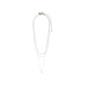 BAKER necklace 3-in-1 set silver-plated features a stylish combination of a pearl chain, curb chain, and ball chain with a pearl pendant.