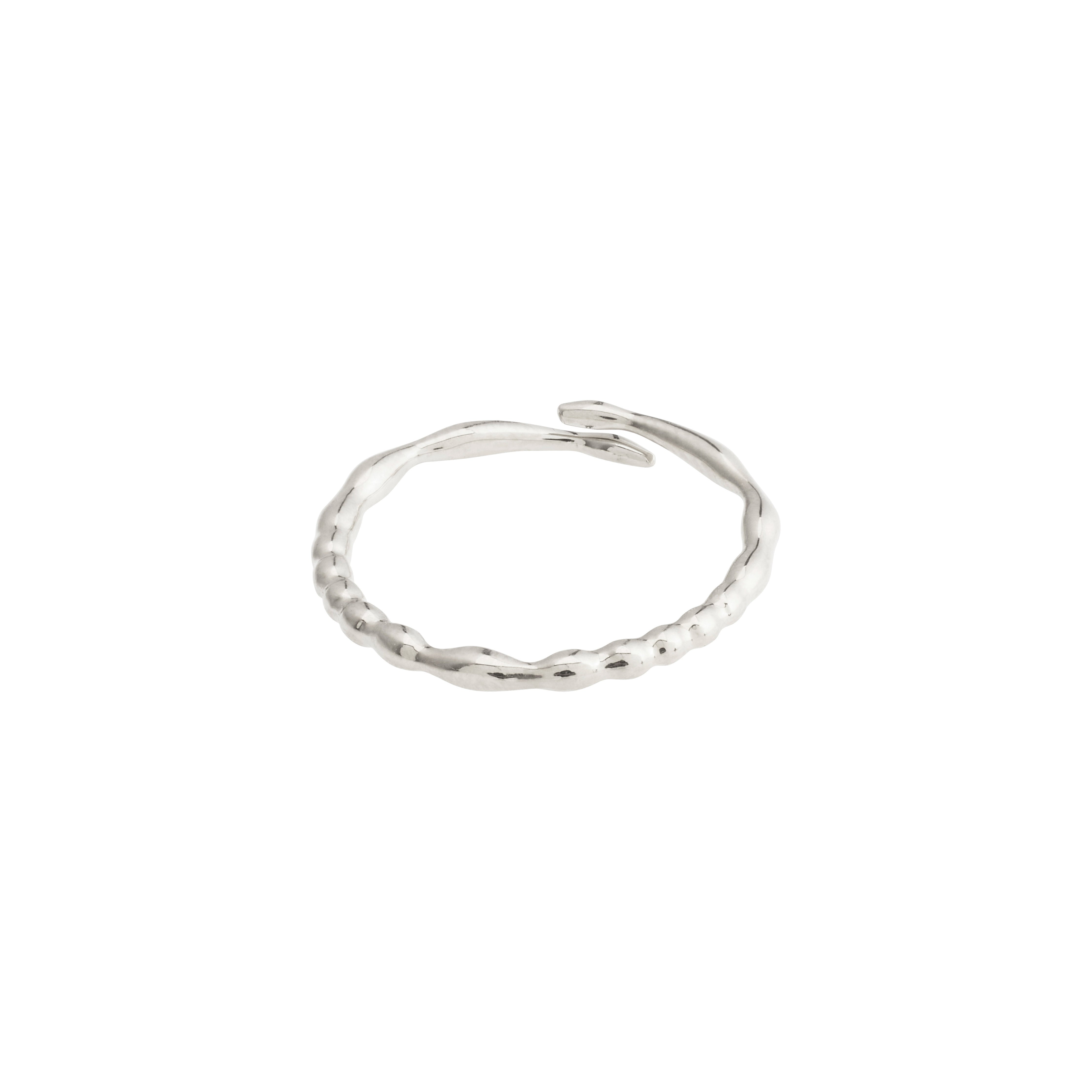 LULU stack ring, silver-plated, with a soft, undulating surface ideal for creative stacking. Crafted from 99% recycled materials, embodying simplicity with a twist.