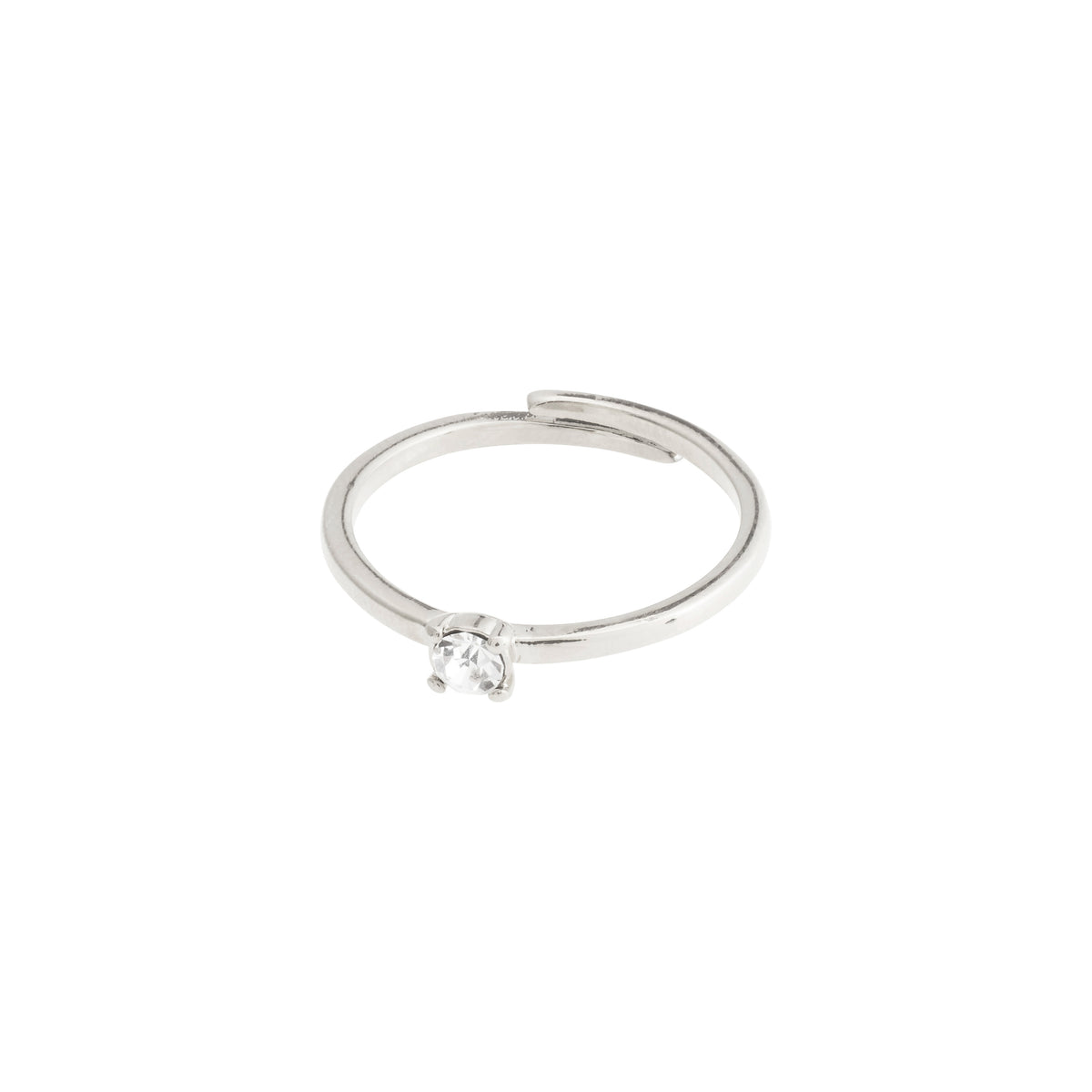 LULU crystal stack ring, silver-plated, featuring a central sparkling Preciosa crystal, ideal for creating a personalized, stacked look with 90% recycled materials.