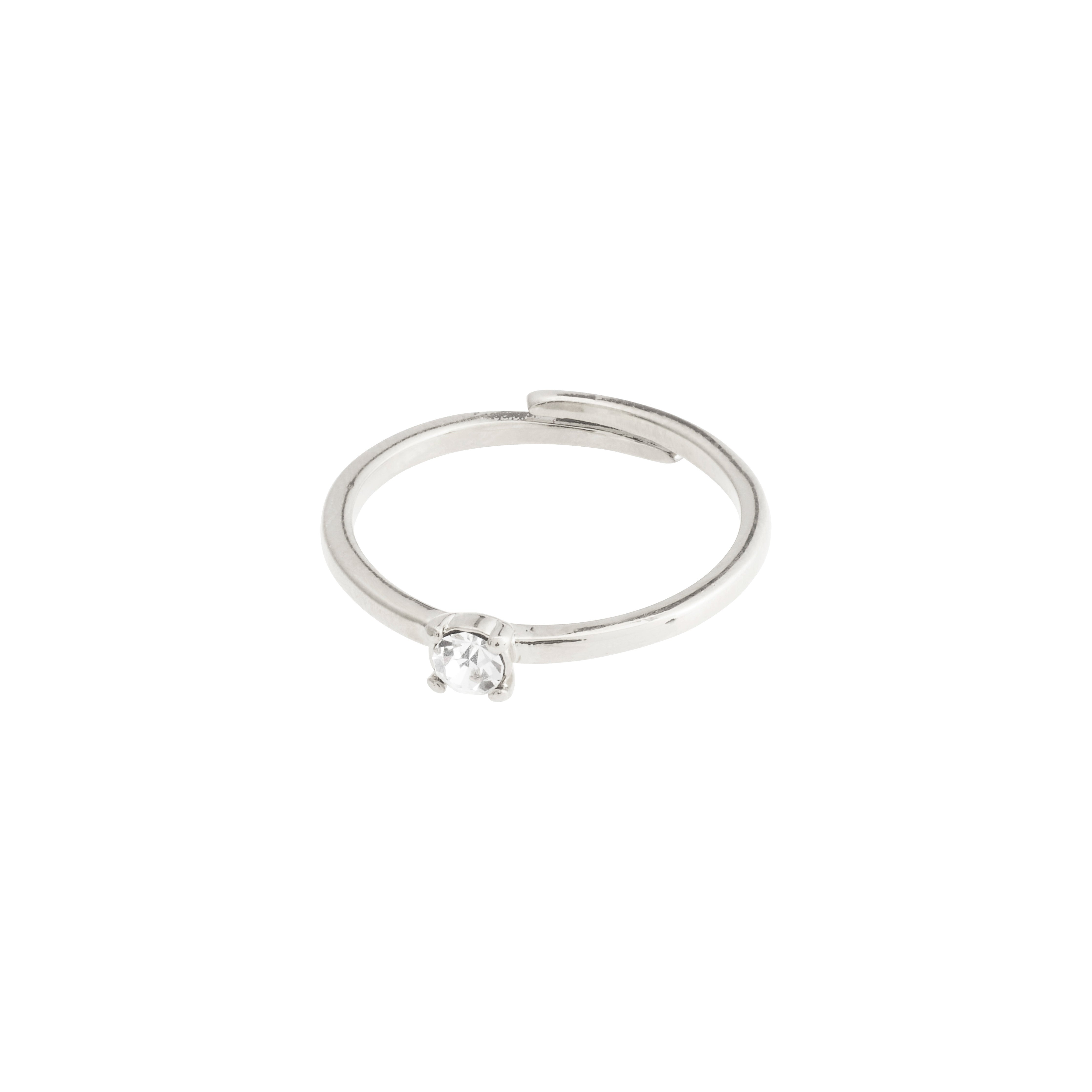 LULU crystal stack ring, silver-plated, featuring a central sparkling Preciosa crystal, ideal for creating a personalized, stacked look with 90% recycled materials.