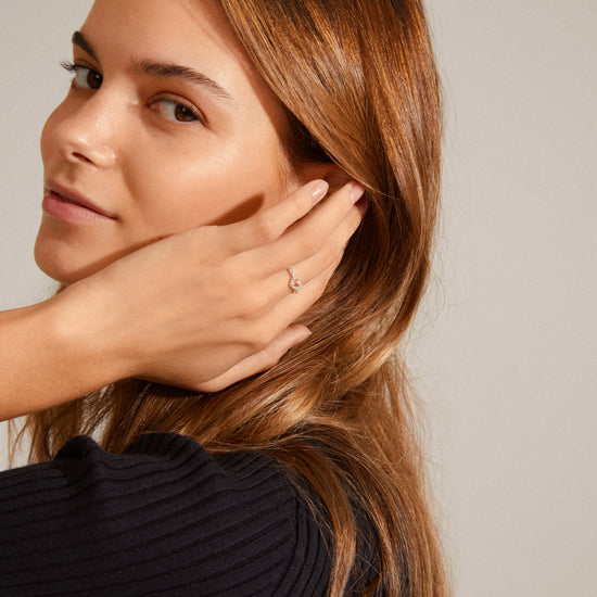 LULU recycled krystal hjerte stack ring sølvbelagt