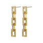 COBY crystal earrings gold-plated, featuring angular shapes and sparkling Preciosa crystals, embodying Pilgrim's eco-friendly, retro-inspired Danish design.