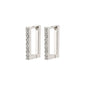 COBY crystal square hoop earrings, silver-plated with Preciosa crystals, featuring a sleek, angular design and click lock, perfect for a chic, retro-inspired look.