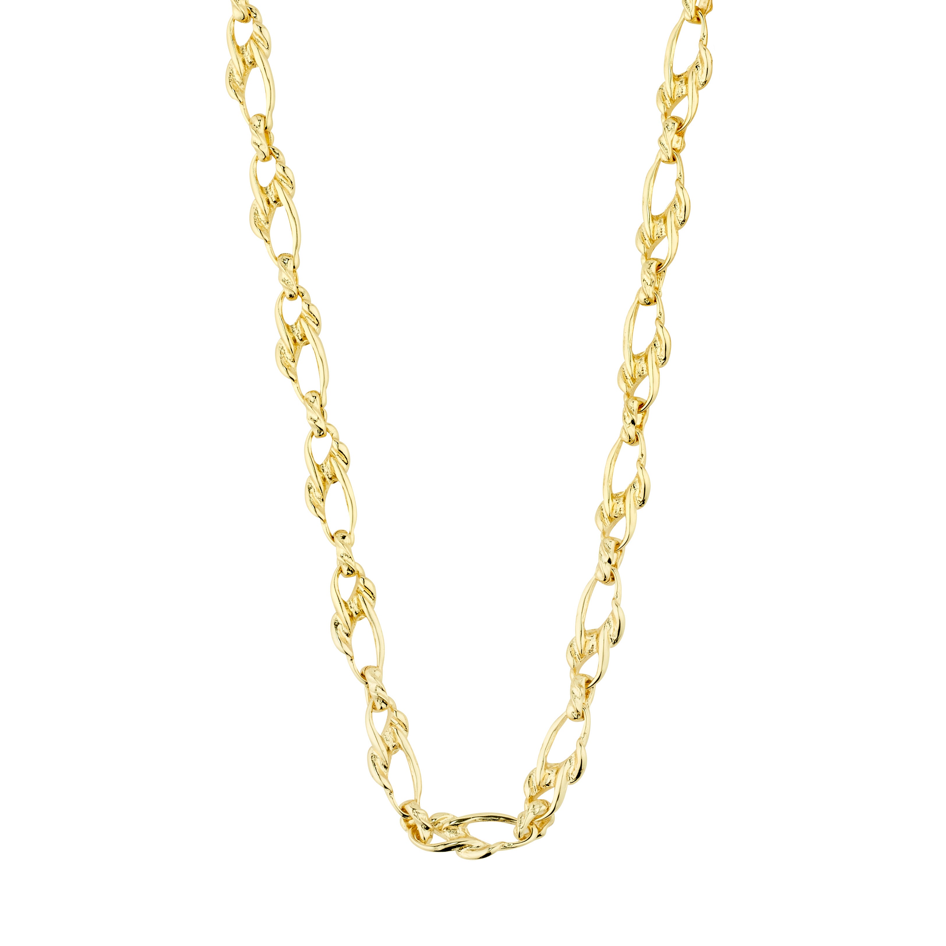 RANI necklace gold-plated from Pilgrim, featuring organically shaped links for a retro vibe. Adjustable length, crafted from 99% recycled material.