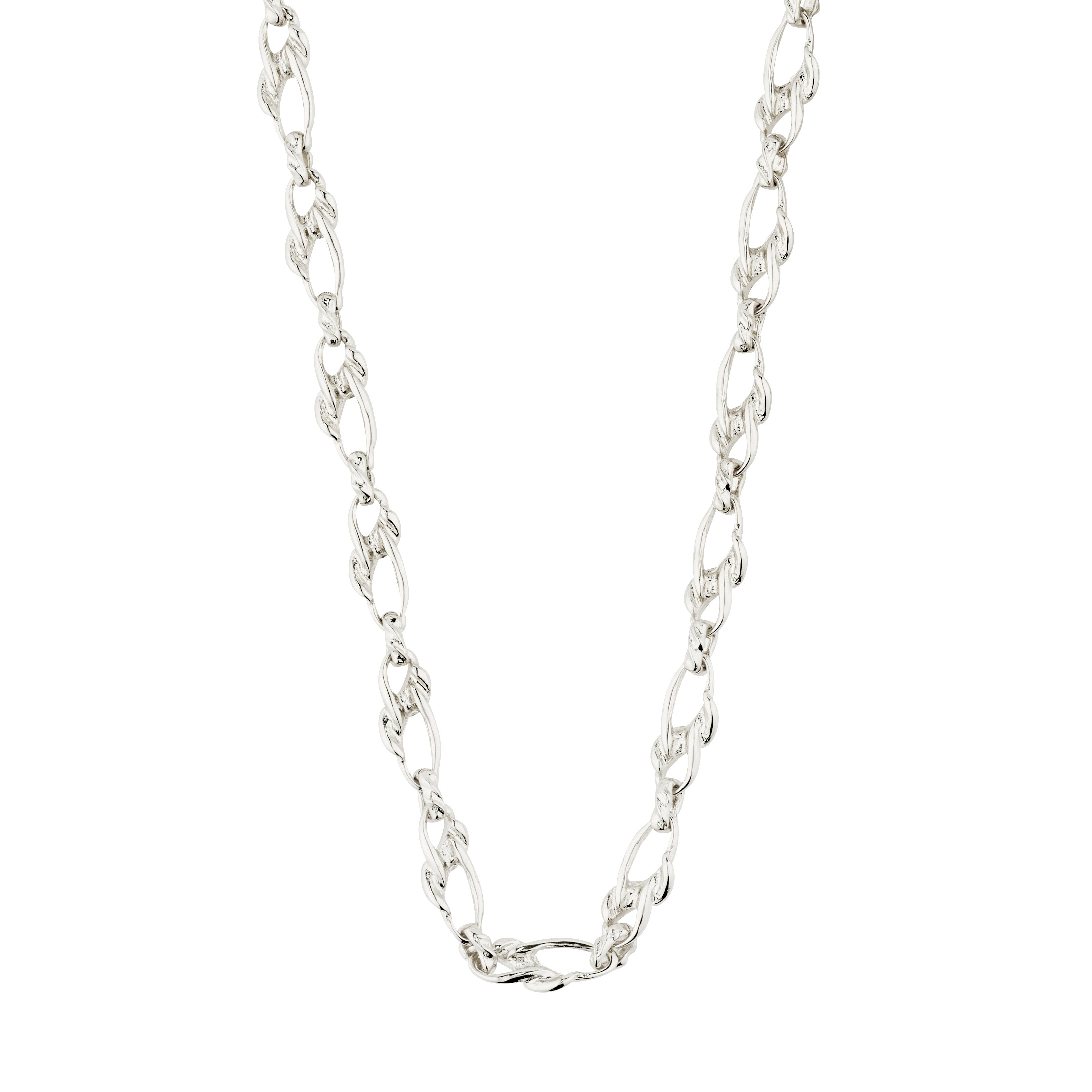 RANI necklace silver-plated with elongated, slightly twisted oval links, offering a classic yet retro look with adjustable length, perfect for a stylish, eco-conscious accessory.
