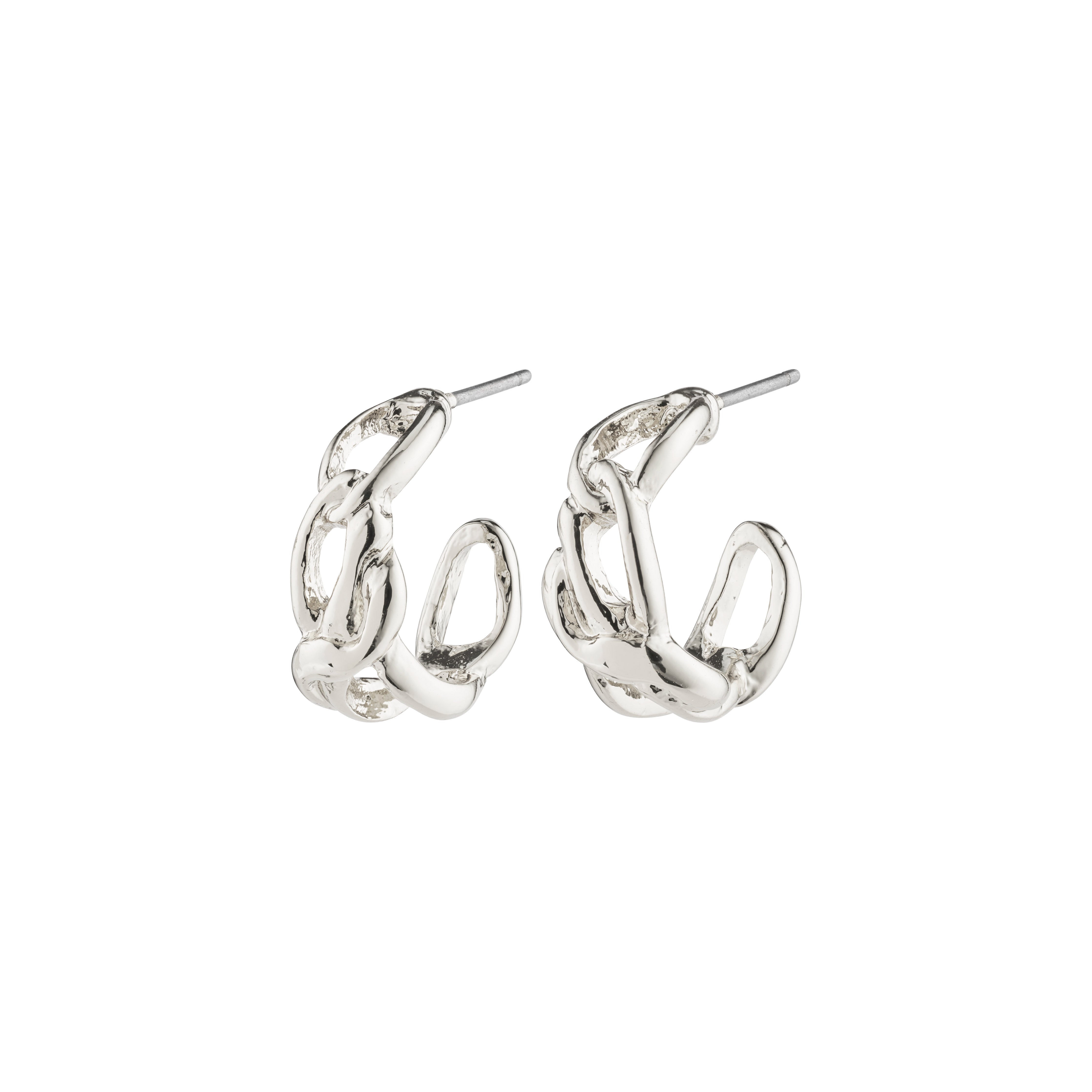 RANI earrings silver-plated, featuring delicate silver hoops with a romantic design, epitomizing Pilgrim's style, crafted from 98% recycled materials for timeless elegance.