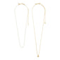 ARLET necklace 2-in-1 set, gold-plated, featuring a slim box chain with a heart pendant and a pearl necklace with white glass beads.