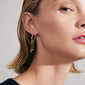 ARLET gold-plated earrings featuring a hoop design with freshwater pearls, Preciosa crystals, and moon pendants, offering a romantic boho-lux vibe.