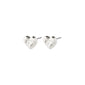 Silver-plated ARLET earrings: heart-shaped studs with a rustic yet clean design, made from 90% recycled material, perfect for gifting or personal use.