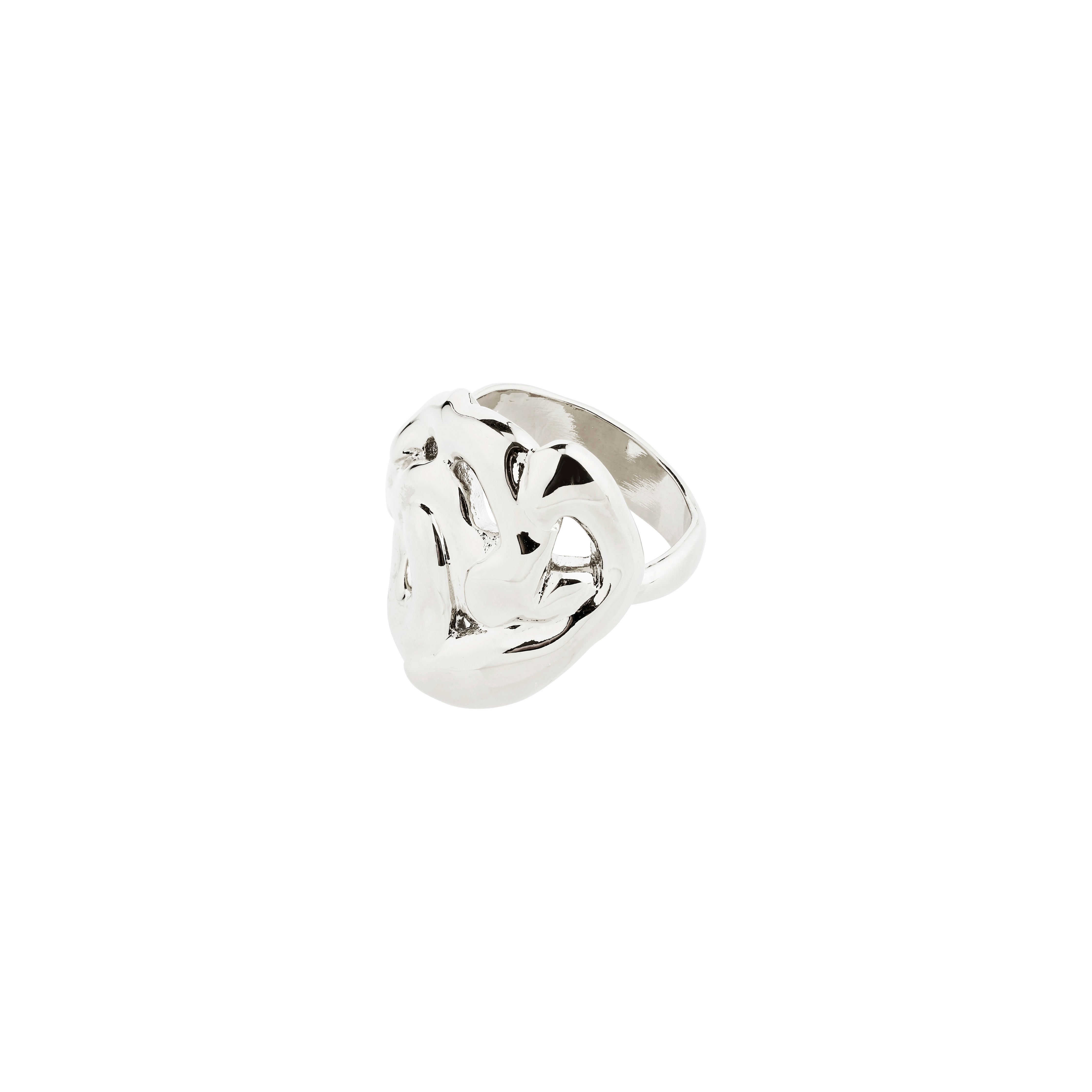 LUCA ring silver-plated with a unique face design and organic shapes, reflecting a handcrafted bohemian style. Adjustable for a personalized fit.