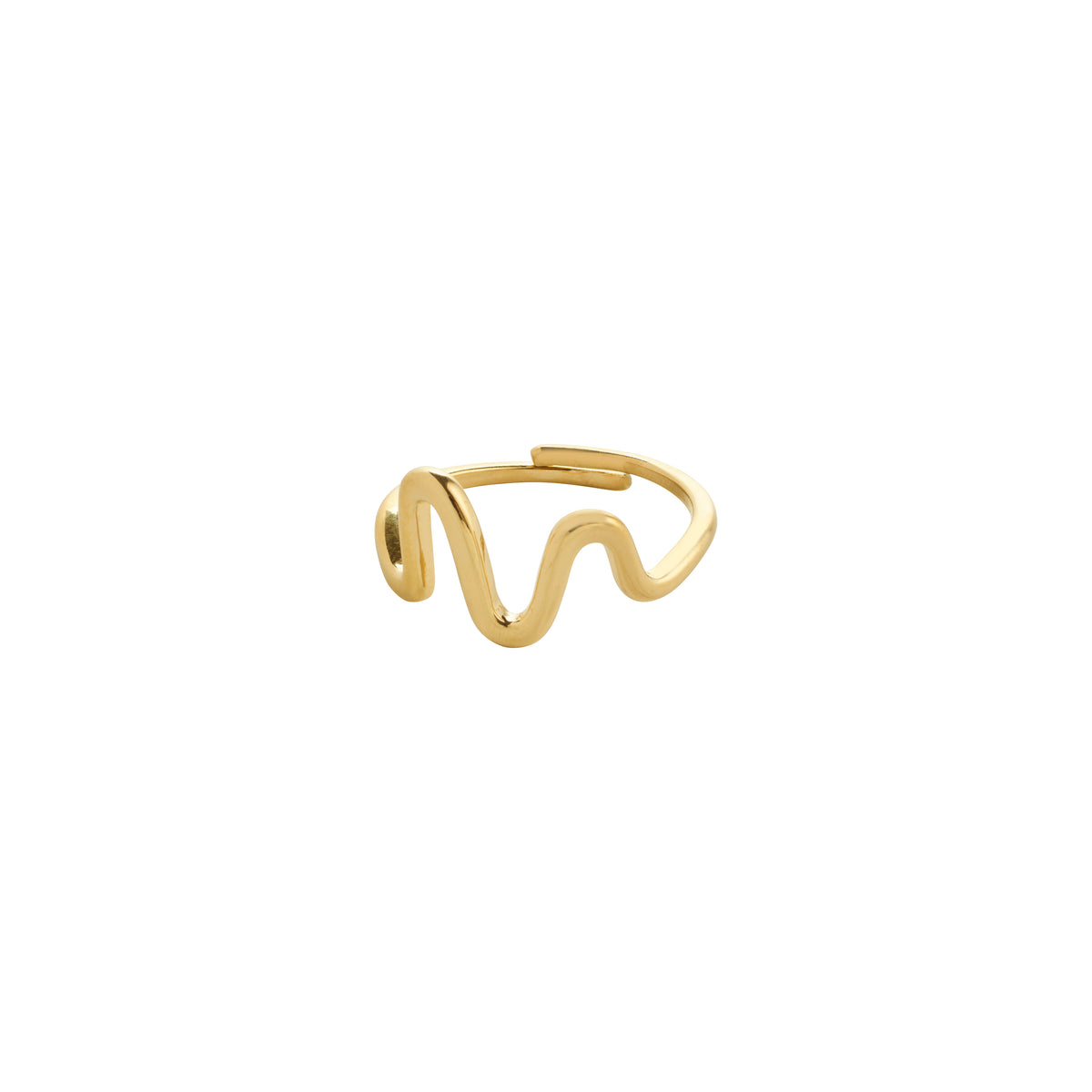 Gold-plated LULU wavy stack ring with an organic, wavy design, showcasing an elegant, artistic statement for stylish layering. Made from 99% recycled materials.