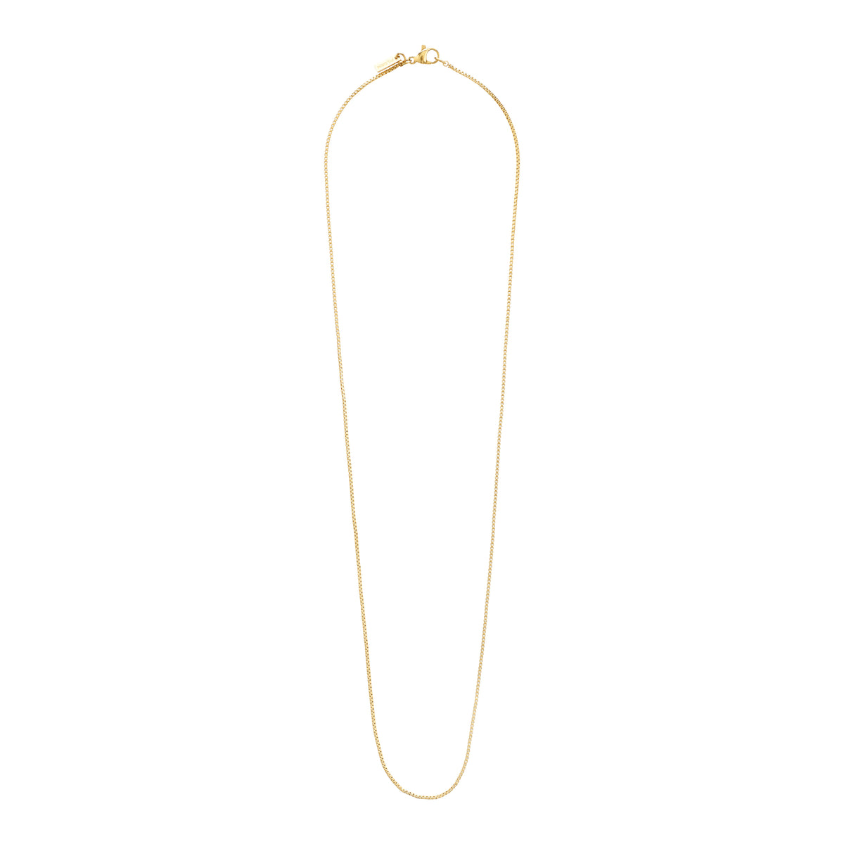 Gold-plated 50 cm NANCY venetian chain, a versatile piece for minimalist or layered styles, crafted from recycled materials, embodying Pilgrim's timeless and trendy design ethos.