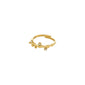 Gold-plated LULU magic stack ring with organic design, featuring mother-of-pearl beads like dewdrops, embodying elegance and nature-inspired charm.
