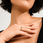 Gold-plated LULU magic stack ring with organic design, featuring mother-of-pearl beads like dewdrops, crafted from 98% recycled materials for an elegant, magical look.