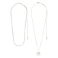 DECLAN necklace 2-in-1 set, silver-plated, featuring a braided chain and a coin-chain with a rustic pendant, perfect for trendy layering or minimalist style.