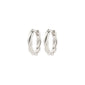 Silver-plated DECLAN hoop earrings with twisted details and click clasps, crafted from 99% recycled materials, offering a timeless, stylish touch to any outfit.