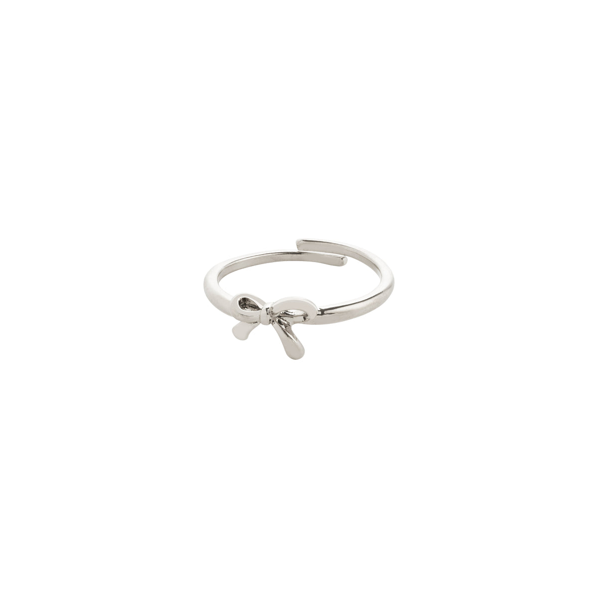LULU bow stack ring silver-plated by Pilgrim, featuring a sleek silver bow design, perfect for layering with other rings for a chic, trendy look.