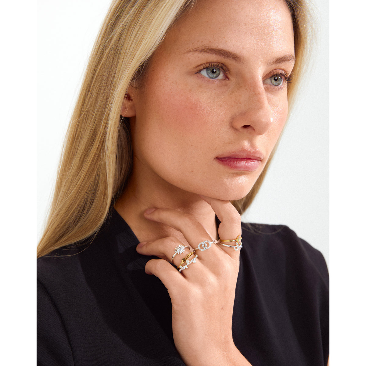 LULU bow stack ring silver-plated