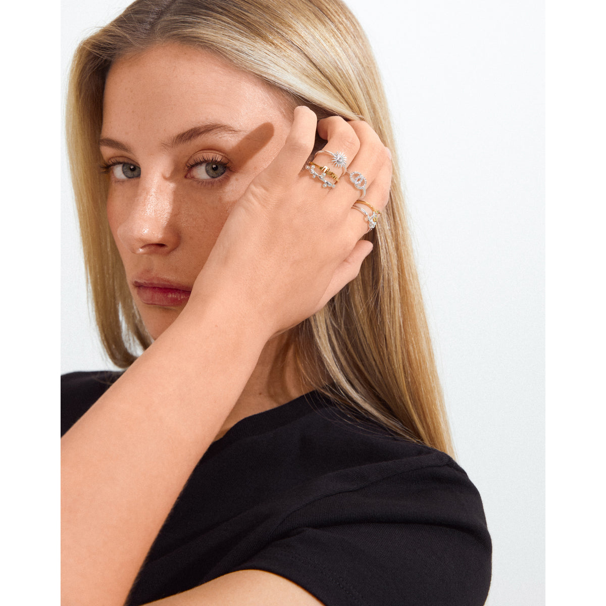 LULU halos stack ring silver-plated