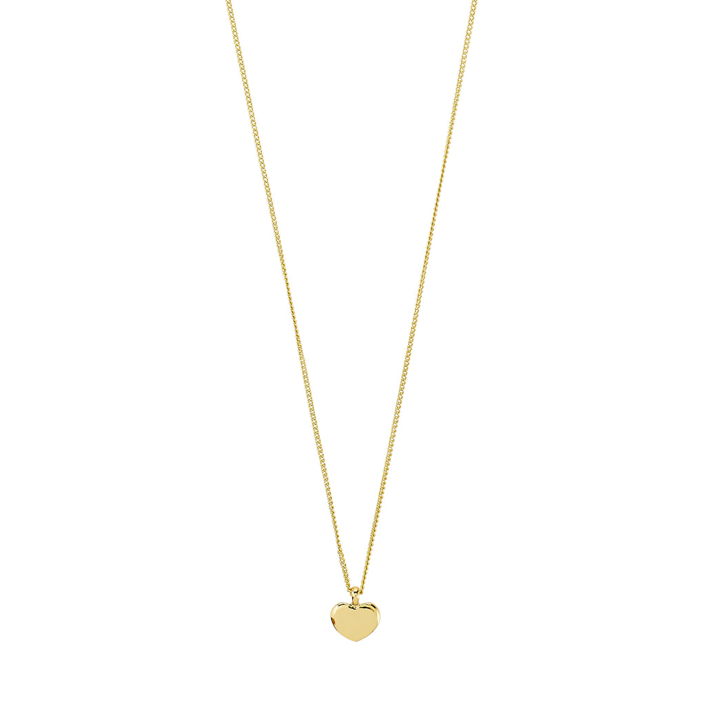 Gold-plated ARIN necklace featuring a delicate chain with a small heart-shaped pendant, perfect for layering or solo wear, crafted from 99% recycled materials.