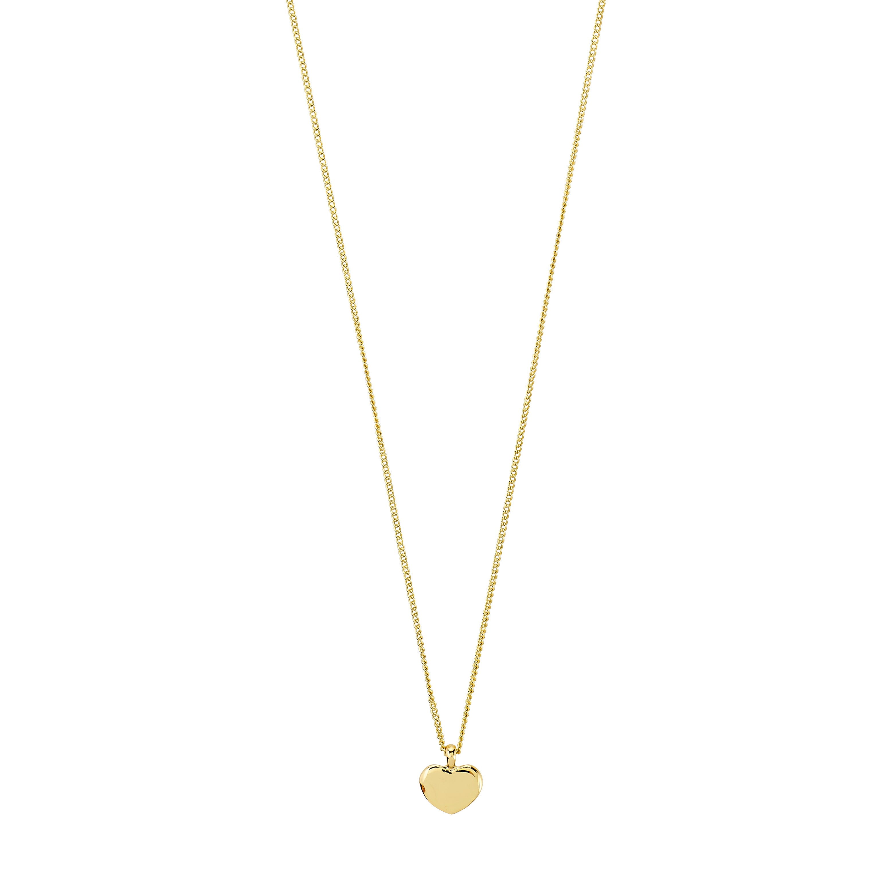 Gold-plated ARIN necklace featuring a delicate chain with a small heart-shaped pendant, perfect for layering or solo wear, crafted from 99% recycled materials.