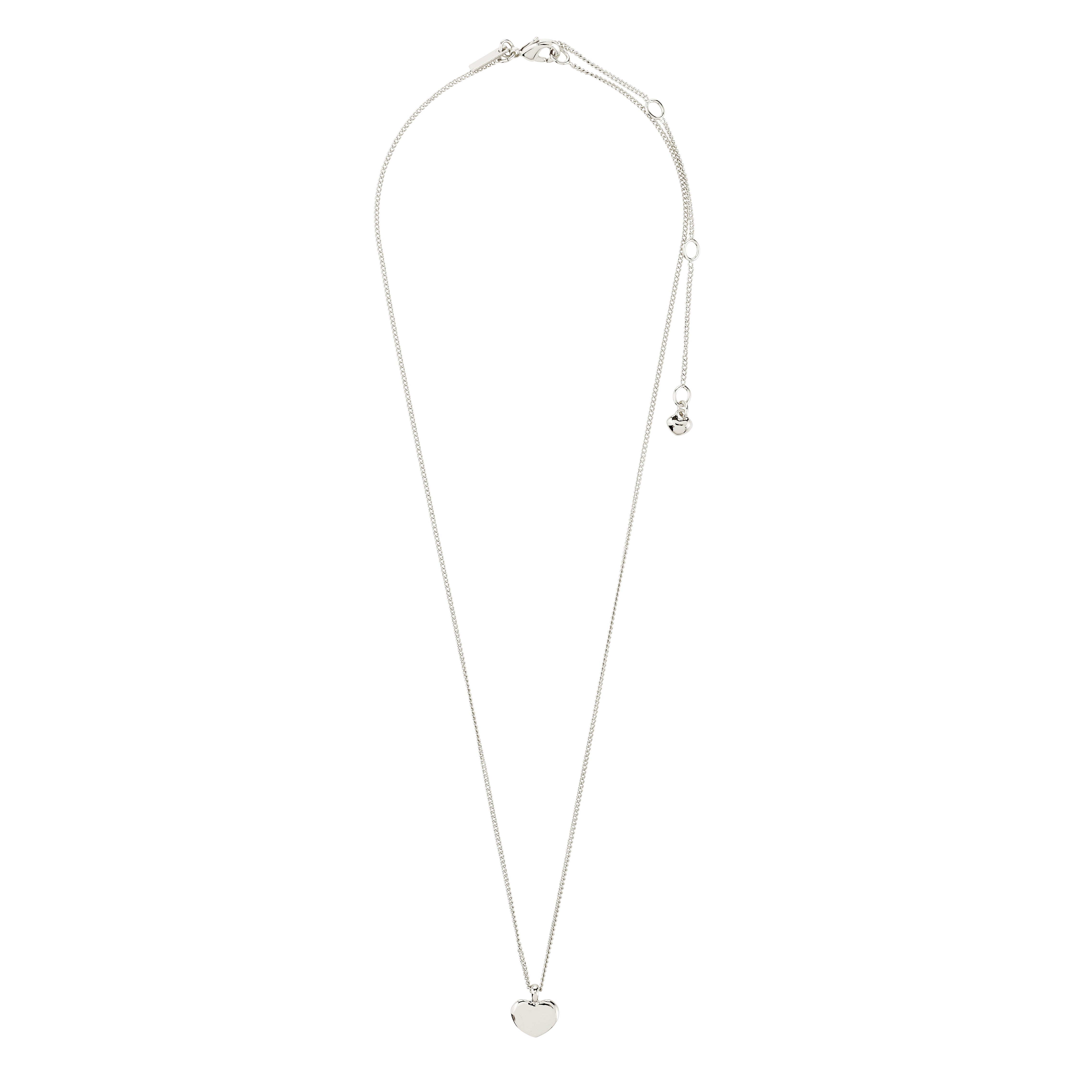 ARIN necklace silver-plated with a heart pendant on an adjustable sterling-silver chain, embodying Pilgrim's minimalist and sustainable Danish design.
