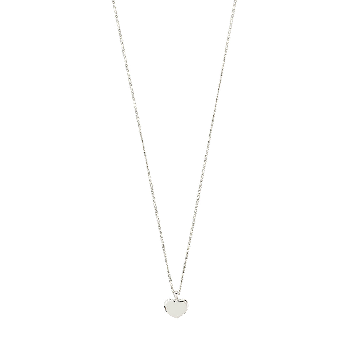 ARIN necklace silver-plated features a delicate silver chain with a smooth heart pendant, offering a minimalist, everyday essential for layering or solo wear.