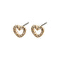 EDIE crystal heart earrings gold-plated, featuring delicate heart shapes with sparkling crystals, perfect for adding a touch of romance and shine to any outfit.