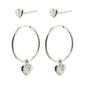 JAYLA recycled heart earrings 2-in-1 set silver-plated